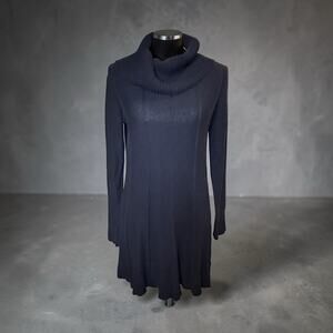 Soft Surroundings Womens Cowl Neck Tunic Ribbed Sweater Small Black